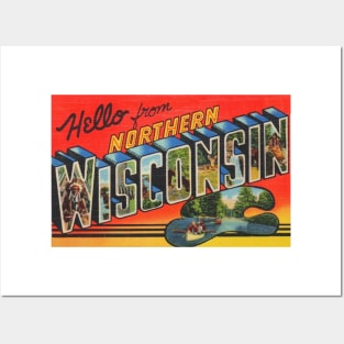 Hello from Northern Wisconsin - Vintage Large Letter Postcard Posters and Art